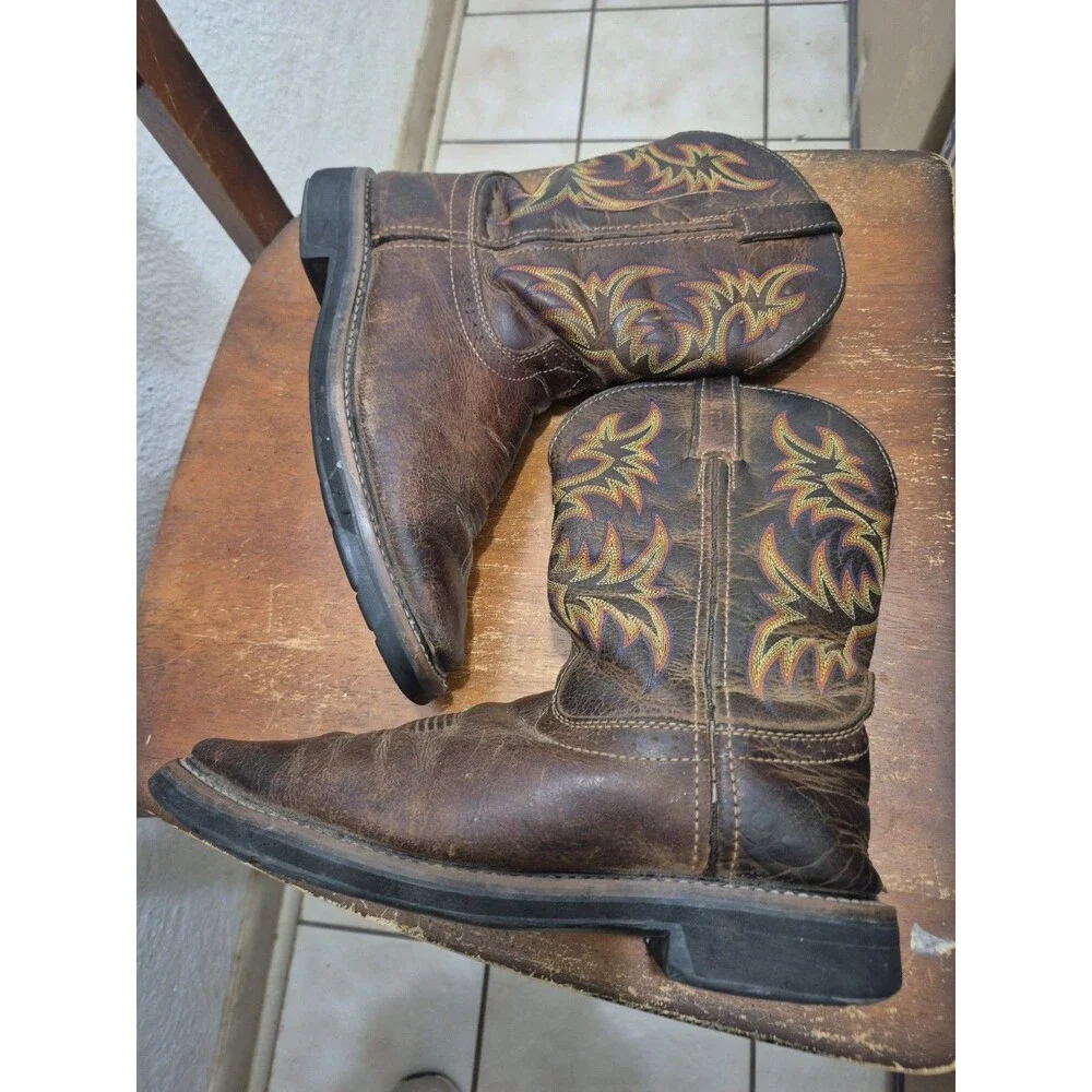 Justin Driller  Brown Work Boots Men's Size 8.5D WK4681 Western Soft Toe